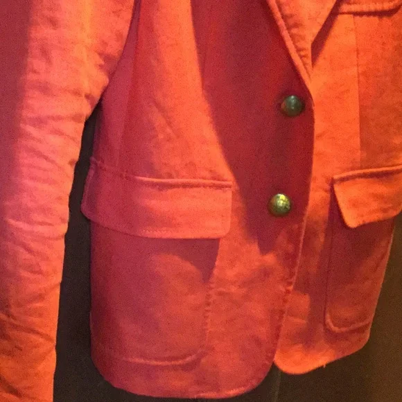 J crew linen blazer bright orange Kentucky derby equestrian horse cowgirl festiv - Picture 4 of 12